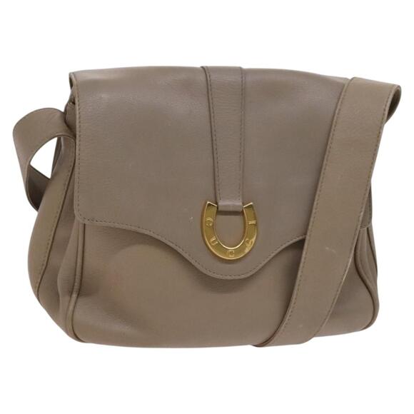 GUCCI Shoulder Bag Leather Beige Gold 001 2113 001 2113 - Picture 1 of 13